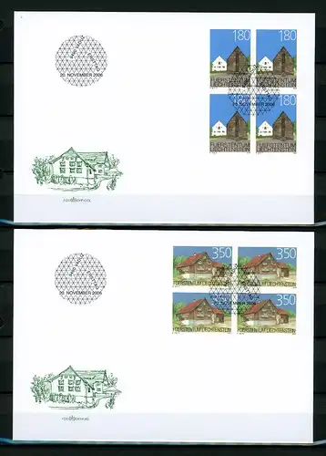 Liechtenstein 1434-1435 gestempelt mit Ersttagsstempel 4er Blöcke als FDC #JV173