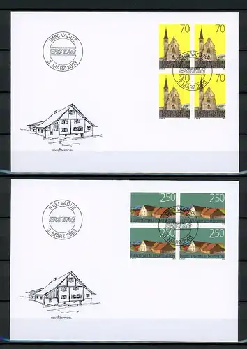 Liechtenstein 1314-1315 gestempelt mit Ersttagsstempel 4er Blöcke als FDC #JV179