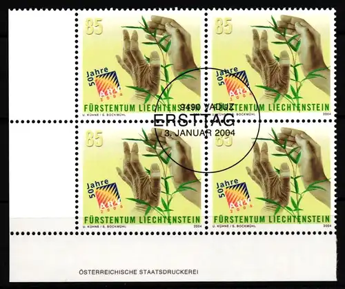 Liechtenstein 1339 gestempelt mit Ersttagsstempel als 4er Block #JV199