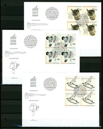 Liechtenstein 1431-1433 gestempelt mit Ersttagsstempel 4er Blöcke als FDC #JV174