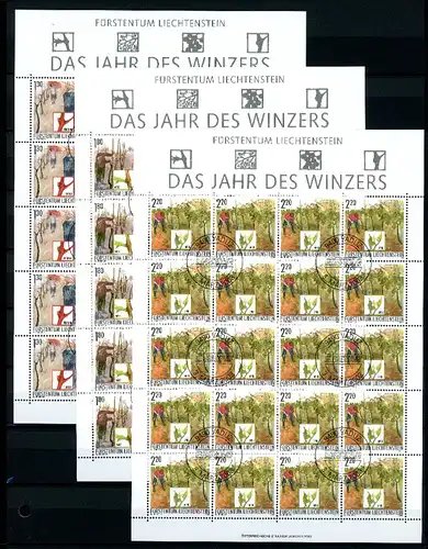 Liechtenstein 1311-1313 gestempelt mit Ersttagsstempel als Kleinbögen #JV185