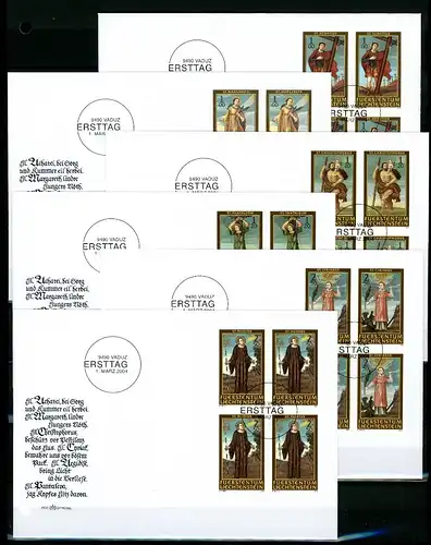 Liechtenstein 1341-1346 gestempelt mit Ersttagsstempel 4er Blöcke als FDC #JV177