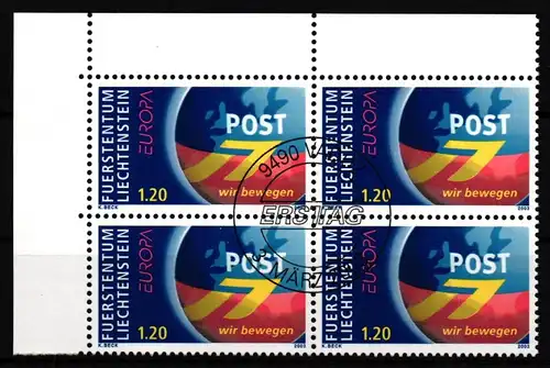 Liechtenstein 1310 gestempelt mit Ersttagsstempel als 4er Block #JV210