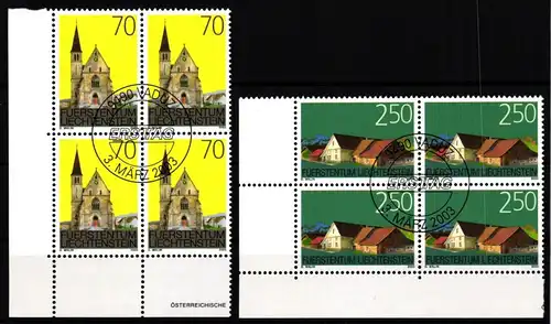 Liechtenstein 1314-1315 gestempelt mit Ersttagsstempel als 4er Blöcke #JV213