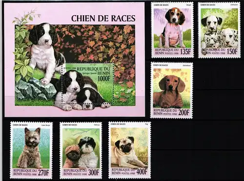 Benin 1049-1054 + Block 41 postfrisch Hunde #JV239