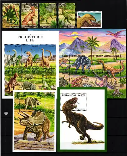 Sierra Leone 3006-3022 + Block 386-387 postfrisch Prähistorische Tiere #JV216