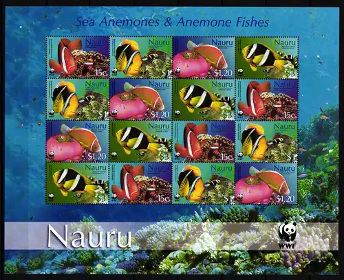 Nauru WWF 553-556 postfrisch als ZD-Bogen, Fische #JV282
