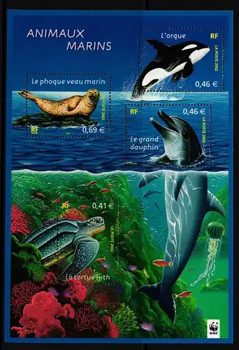 Frankreich WWF Block 28 postfrisch Meeresfauna #JV287