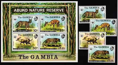 Gambia Block 2 + 332-335 postfrisch Wildtiere #JV276
