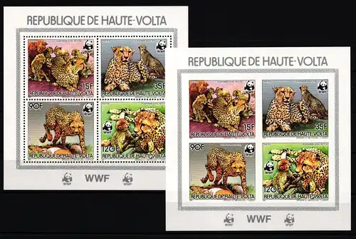 Obervolta WWF 957-960 A+B postfrisch als Kleinbögen, Gepard #JV299