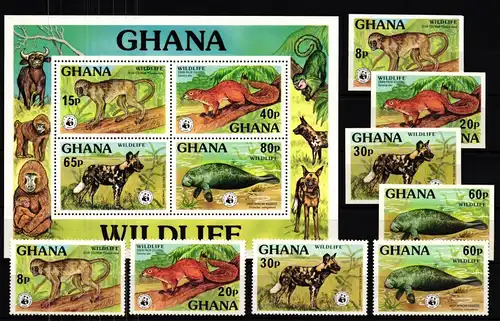 Ghana WWF Block 71 + 702-705 A+B postfrisch Wildtiere #JV349