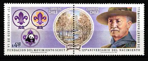Chile 986-987 postfrisch als waag. Paar, Pfadfinder #JV331
