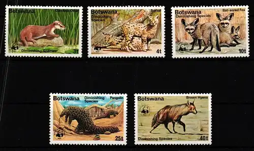 Botswana WWF 182-186 postfrisch Wildtiere #JV351