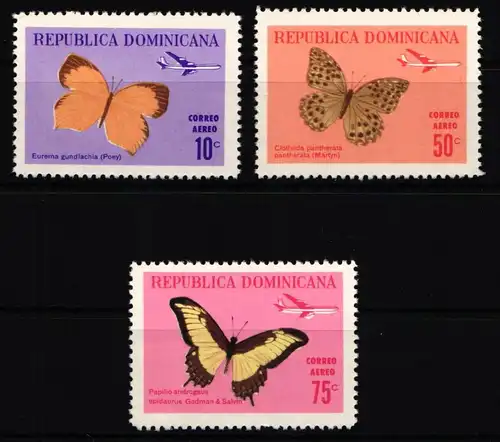 Dominikanische Republik 873-875 postfrisch Schmetterlinge Flugzeuge #KJ563
