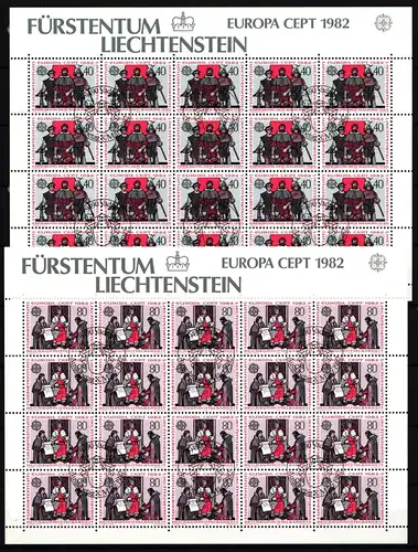 Liechtenstein 791-792 gestempelt als Kleinbögen, Cept, Ersttagssonderst. #JV024