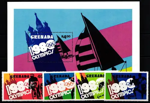 Grenada 1021-1024 und Block 88 postfrisch #KM022