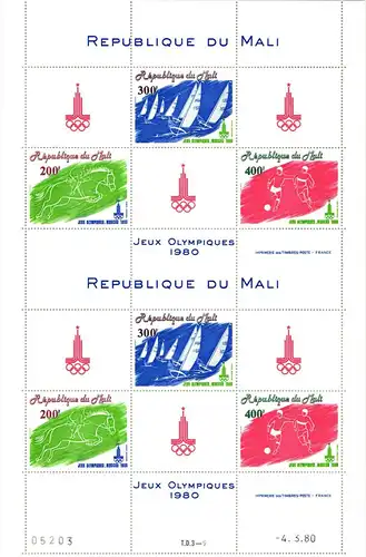 Mali 755-757 postfrisch als Kleinbogen #KM045