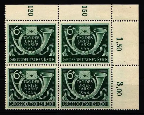 Deutsches Reich 904 postfrisch 4er Block vom Eckrand #KL486