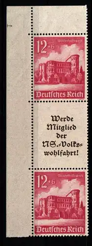 Deutsches Reich S 263 postfrisch vom Eckrand mit Plattennummer #KL524