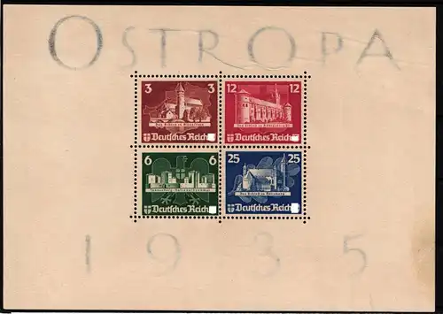 Deutsches Reich Block 3 ohne Gummi rechts unten Fleck und Einriss #KM810