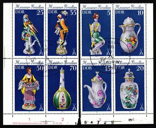 DDR 2464-2471 gestempelt als 4er Blöcke, 1 x DV, Ersttagssonderstempel #JU745