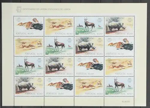 Portugal 1617-1620 postfrisch als Kleinbogen, Wildtiere #KB602