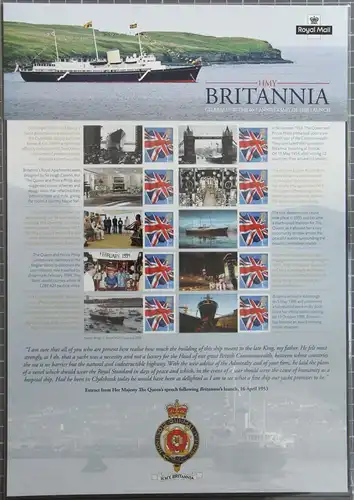 Großbritannien 2341 postfrisch als Folienbogen HMY Britannia #KN409