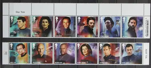Großbritannien 4685-4696 postfrisch als Sechserstreifen Star Trek #KN423