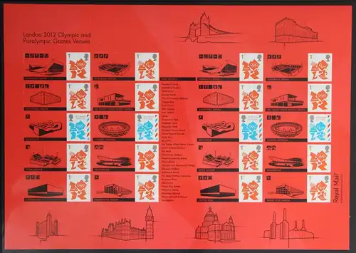 Großbritannien 3282 Zf–3285 Zf postfrisch als Folienbogen zu 20 Marken #KN517