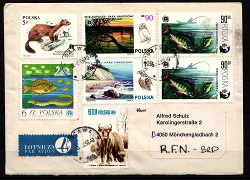 Polen 2445-2446 gestempelt auf Brief, Eulen #KJ312