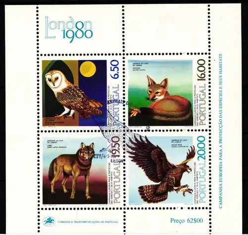Portugal Block 30 gestempelt Eulen #KJ323