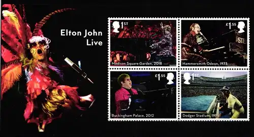 Großbritannien 4436-4439 postfrisch Block 125, Motiv "Elton John" #KN023