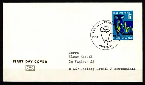 Belgien 1848 gestempelt als FDC, Eulen #KJ353