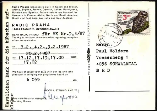 Tschechoslowakei 2877 gestempelt auf Brief, Eulen #KJ381