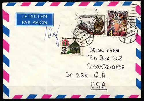 Tschechoslowakei 2876 gestempelt auf Brief, Eulen #KJ385