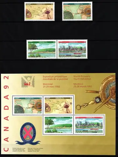 Kanada 1279-1282 und Block 8 postfrisch Briefmarkenausstellung CANADA ´92 #JH807