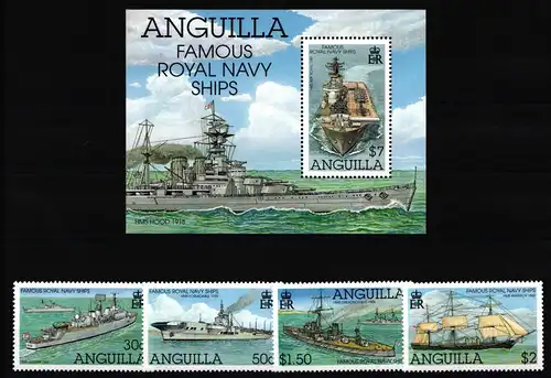Anguilla 1110-1113 und Block 107 postfrisch Schifffahrt #JH839