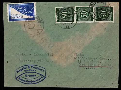 Alliierte Besetzung Flugpost-Zulassungsmarke 1 gestempelt auf Brief, gepr #KO570