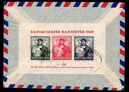 Alliierte Besetzung Block 1 gestempelt mit Zusatzfranktur auf Brief #KO558