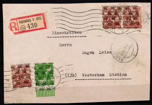 Alliierte Besetzung 39 II d und 44 II gestempelt auf Briefstück, geprüft #KO561