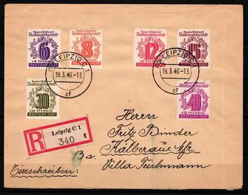 SBZ 148 Y b und weitere gestempelt auf Brief geprüft Ströh BPP #KO564