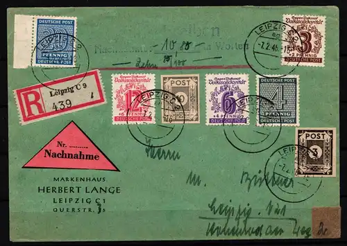 SBZ 138, 141 und 144 und weitere gestempelt auf Brief #KO573