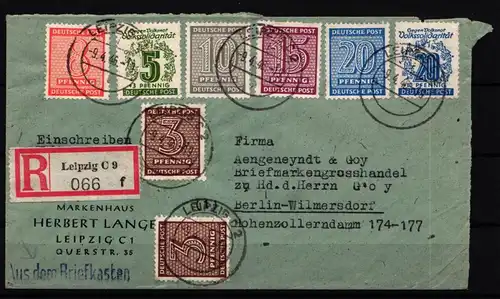 SBZ 134 X z, 126 Y d, 130 Y und weitere gestempelt auf Brief, geprüft #KO574