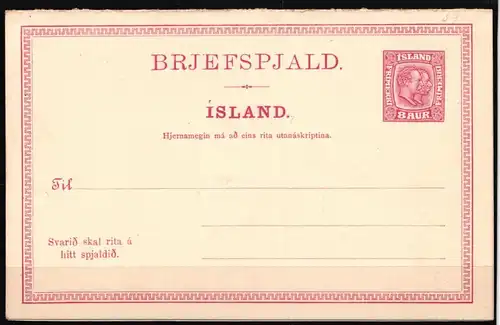 Island Ganzsache mit Antwortkarte ungebraucht #KE302