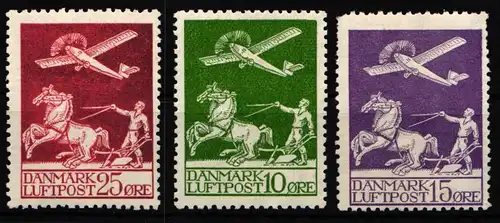 Dänemark 143-145 postfrisch Nr. 143 oxidiert, 145 Zahnfehler #KJ709