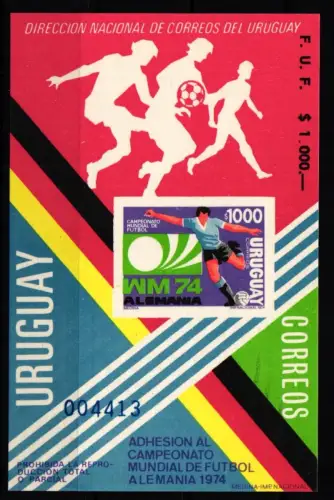 Uruguay 1304 postfrisch als Blockausgabe Fußball #KO211