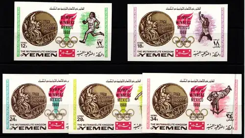 Jemen Königreich 620B-624B postfrisch Olympische Spiele 1968 Mexiko #KO190