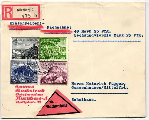 Deutsches Reich 738 u.a. auf Brief als Mischfrankatur portogerecht #KQ063