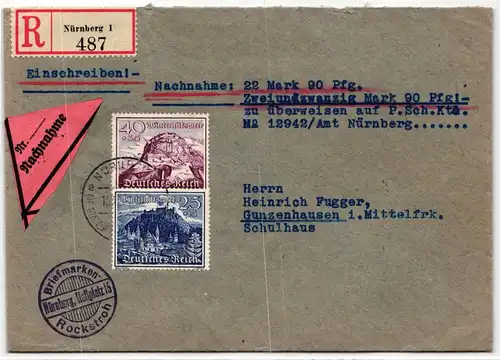 Deutsches Reich 737-738 auf Brief als Einzelfrankatur #KQ075