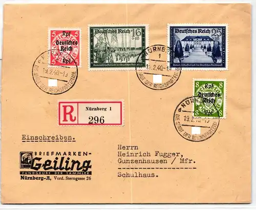 Deutsches Reich 710, 713 u.a. auf Brief als Mischfrankatur portogerecht #KQ054
